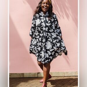 Zuri Pirouette Dress African Wax Print Cotton Button Front XL NWT